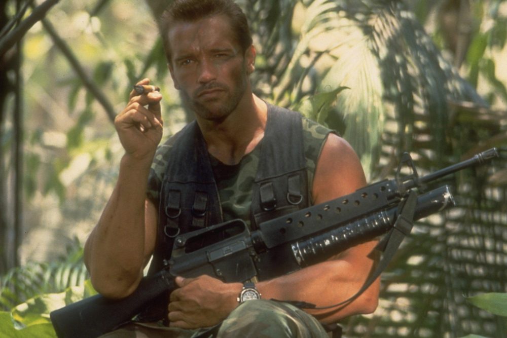 Arnold Schwarzenegger wearing a Seiko H558-5000 in Predator