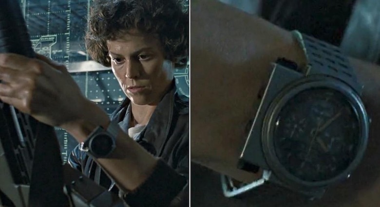 Sigourney Weaver wearing the asymmetric Seiko Giugiaro chronograph in Aliens
