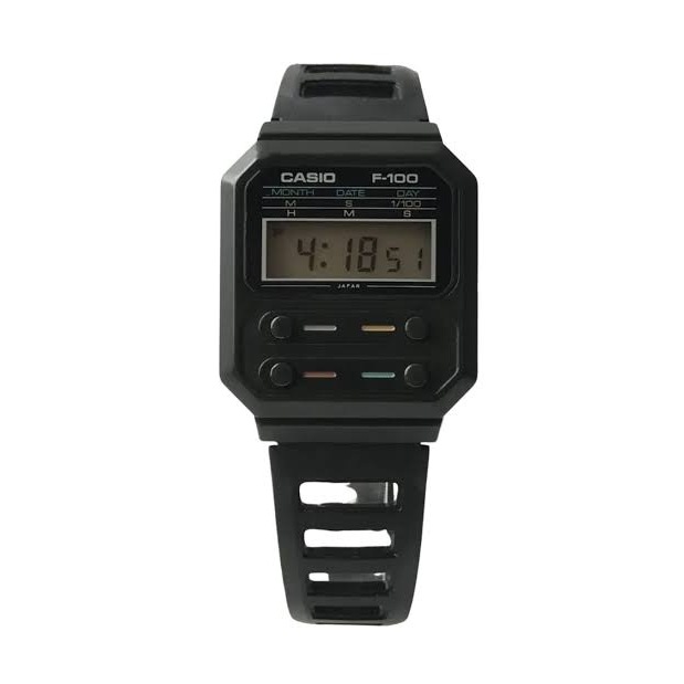 Single vintage Casio F-100 digital watch with four front pushers