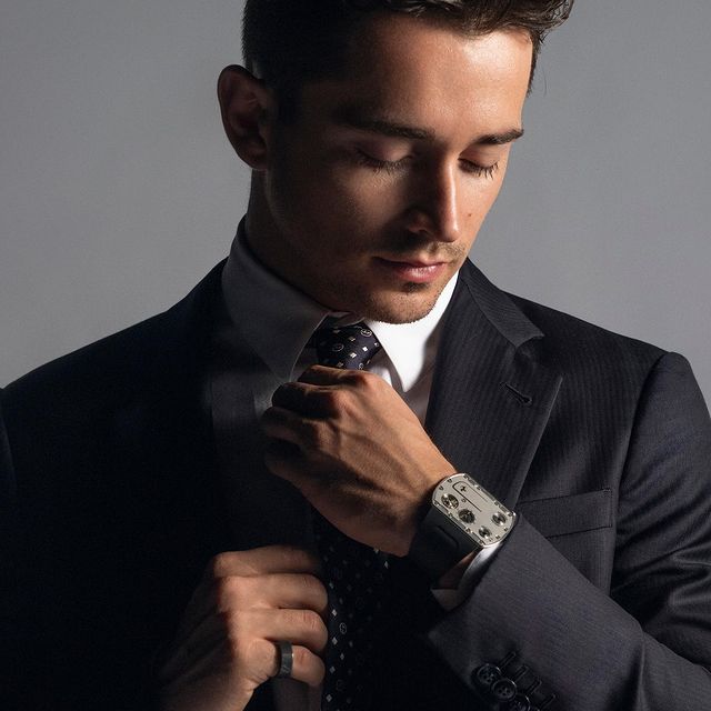 Charles Leclerc wearing the titanium Richard Mille RM UP-01 Ferrari