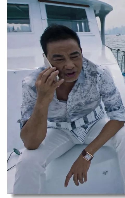 Simon Yam as Zhao Jialiang with the Cartier Tank (fake) in The Thunder (2019)