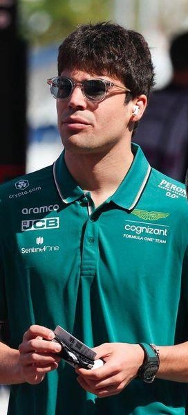 Lance Stroll wearing the Girard-Perregaux Laureato Absolute in Aston Martin racing green