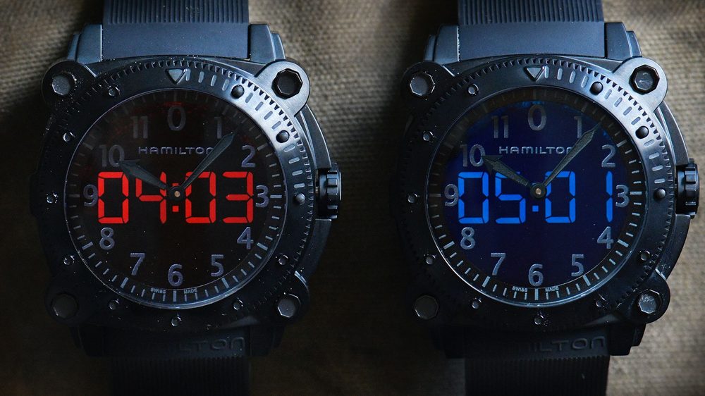Analog-digital Hamilton Khaki BeLOWZERO countdown prop in Tenet