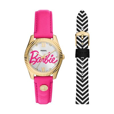 Product view of Fossil Barbie Pink Leather Watch Set