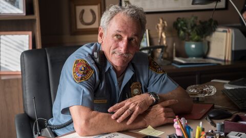 Matt Craven as Chief Vickery with the Invicta Pro Diver 89260B in Sharp Objects (2018)