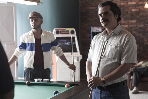 Wagner Moura as Pablo Escobar with the Lanco watch in Narcos (2015)