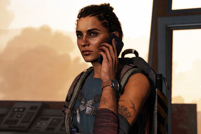 Nisa Gunduzas Dani Rojas with the Hamilton Khaki Field Titanium in Far Cry 6 (2021)