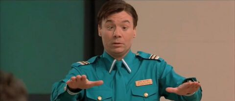 Mike Myers as John Whitney with the Hamilton Khaki Chrono in View from the Top (2003)