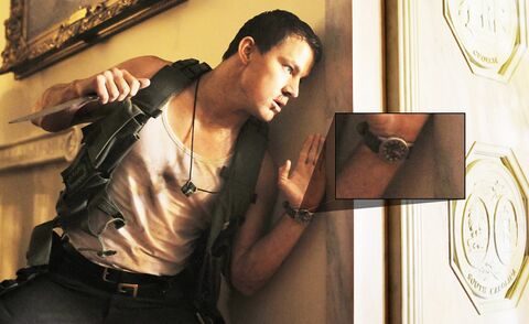 Channing Tatum as John Cale with the Bulova 96A102 in White House Down (2013)