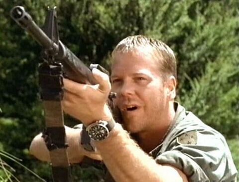 Kiefer Sutherland as Rat Kiley with the Seiko 6105 in A Soldier's Sweetheart (1998)