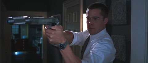 Brad Pitt as John Smith with the IWC Pilot's Watch Chronograph IW3706 in Mr. & Mrs. Smith (2005)