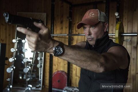 Michael Keaton as Stan Hurley with the Hamilton Khaki Aviation Pilot Auto Chrono in American Assassin (2017)