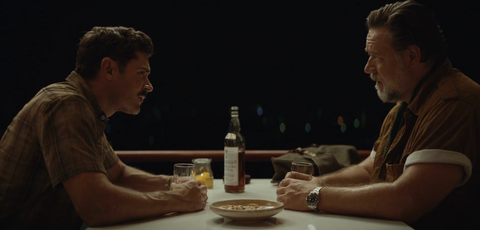 Russell Crowe as Arthur Coates with the Rolex Submariner Date in The Greatest Beer Run Ever (2022)