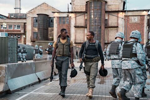 Damson Idris as Thomas Harp with the Timex Marathon T5K802 in Outside The Wire (2021)