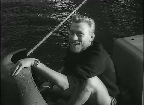Laurence Harvey as Lieutenant Buster Crabb with the Rolex Submariner in The Silent Enemy (1958)