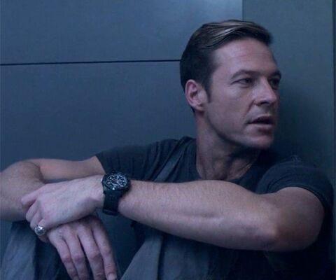 Luke Bracey as Alexander Kessel with the Timex Expedition T49831 in Interceptor (2022)