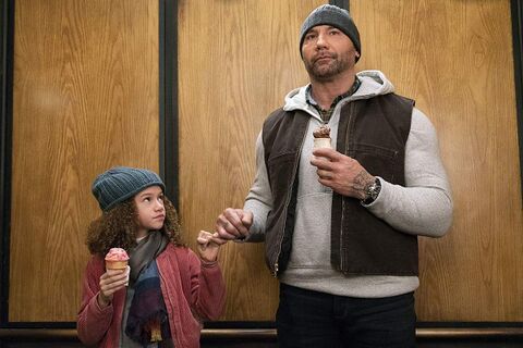 Dave Bautista as JJ with the Shinola The Rambler in My Spy (2020)