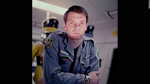 Gary Lockwood as Frank Poole with the Hamilton prop watch in 2001: A Space Odyssey (1968)