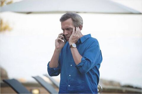 Hugh Laurie as Richard Roper with the IWC Spitfire Chronograph IW387803 in The Night Manager (2016)