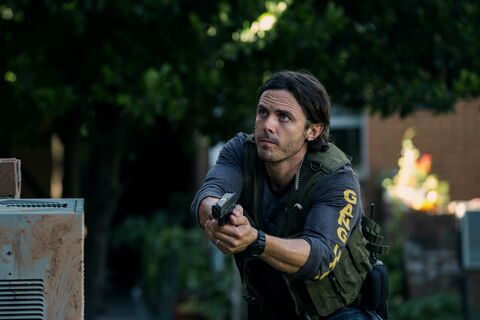 Casey Affleck as Chris Allen with the Casio G-Shock DW6900MS-1 in Triple 9 (2016)