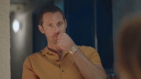 Alexander Skarsgård as Gadi Becker with the Omega Constellation BA 368.0847 in The Little Drummer Girl (2018)