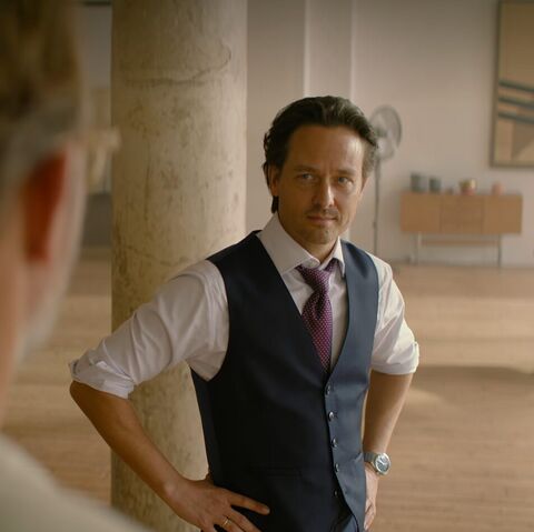 Tom Schilling as Björn Diemel with the Omega Constellation Globemaster Steel in Murder Mindfully (2024)
