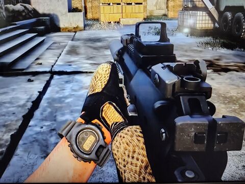 The wearer as Player operator (first-person view model) with the Casio G-Shock DW-6900 in Wraith Ops (2026)