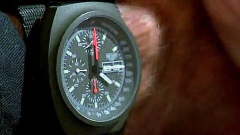 Lee Marvin as Colonel Nick Alexander with the Heuer Pasadena in The Delta Force (1986)