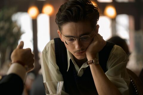 Timothée Chalamet as Marty Mauser with the Elgin tonneau dress watch in Marty Supreme (2025)