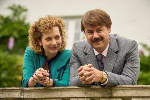 Katherine Parkinson as Lizzie Vereker with the Omega Watch in Rivals (2024)