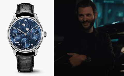 Arian Moayed as Stewy Hosseini with the IWC Portugieser Perpetual Calendar in Succession (2018)