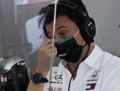 Toto Wolff as Toto Wolff with the IWC Pilot's Watch Double Chronograph Top Gun Ceratanium IW371815 in Formula 1: Drive to Survive (2019)