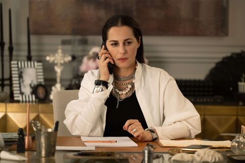 Amira Casar as Perle Foster with the Cartier Tank in La Maison (2024)