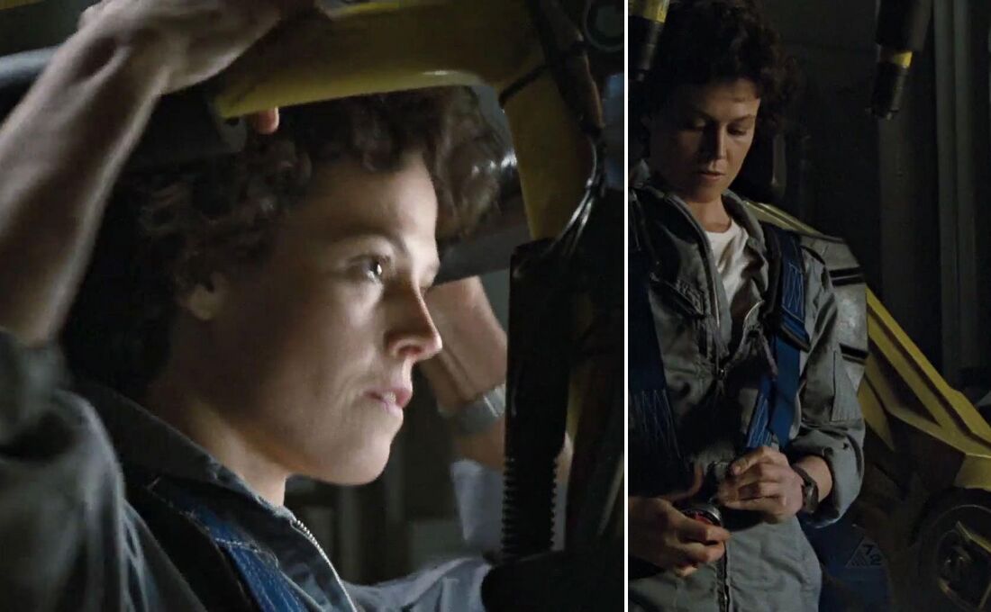 Sigourney Weaver wearing a Seiko Giugiaro 7A28-7000 in Aliens
