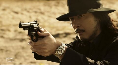 Tetsuji Tamayama as Daisuke Jigen with the Zenith El Primero A384 50th Anniversary Revival 03.A384.400/21.M384 in Jigen Daisuke (2023)