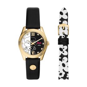 Fossil Barbie Black Leather Watch Set