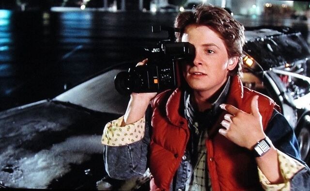 Michael J. Foxas Marty McFly with the Casio CA-50 in Back to the Future (1985)