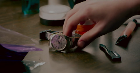 Katie Maguire as Monica Brown with the Rolex Oysterdate in Terrifier (2016)