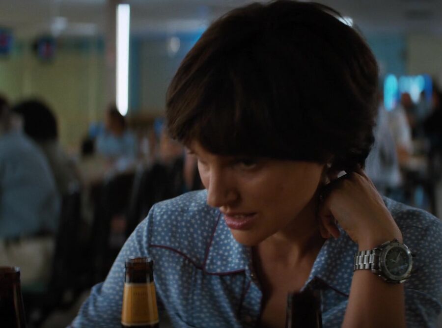 Natalie Portman wearing an Omega Speedmaster X-33 as astronaut Lucy Cola in Lucy in the Sky