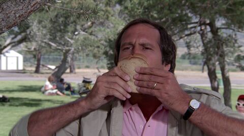 Chevy Chase as Clark Griswold with the Timex (unidentified model) in National Lampoon's Vacation (1983)