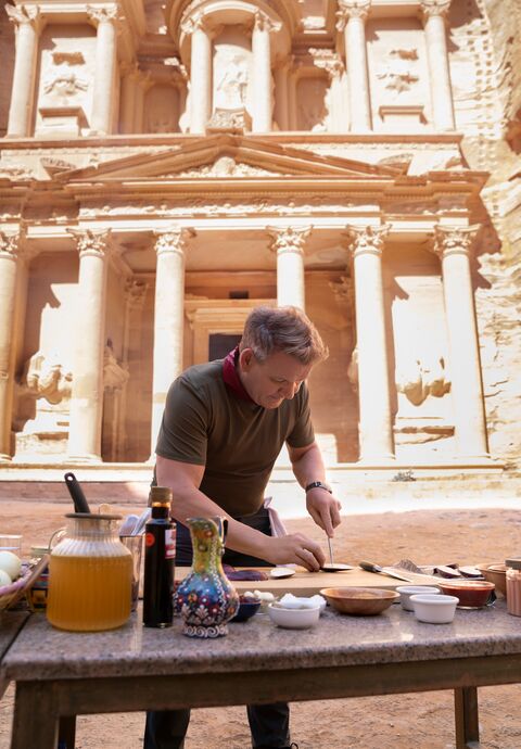Gordon Ramsay as Himself with the IWC Pilot's Watch Mark XVIII Tribute to Mark XI IW327007 in Gordon Ramsay: Uncharted (2019)