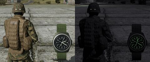 The wearer as Player character (wearable watch item) with the Stocker & Yale 490 in ARMA 2 (2009)