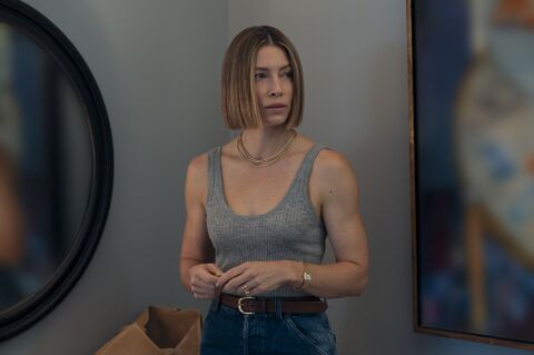 Jessica Biel as Chloe Taylor with the Cartier Panthere de Cartier in The Better Sister (2025)