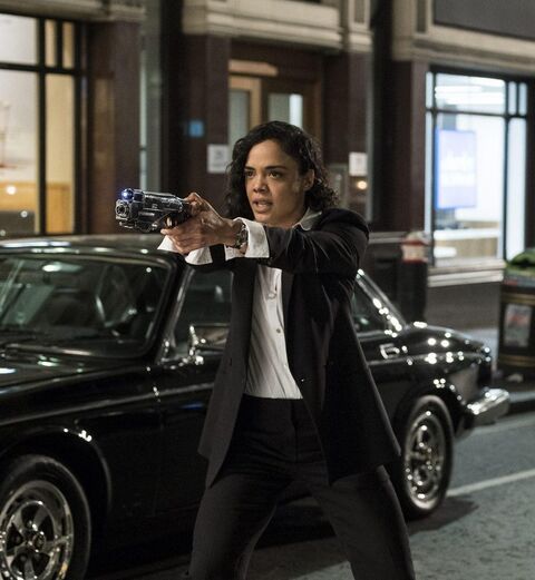 Tessa Thompson as Agent M with the Hamilton Ventura Quartz in Men in Black: International (2019)