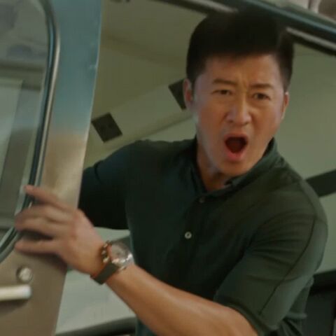 Wu Jing as Jiuming with the Omega Seamaster Planet Ocean in Meg 2: The Trench (2023)