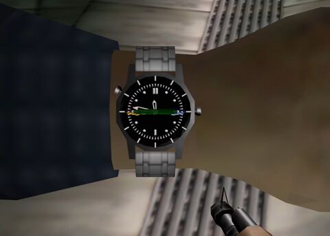 Pierce Brosnan as James Bond with the Omega Seamaster Professional 300M in GoldenEye 007 (1997)