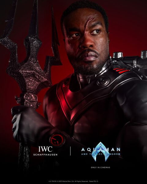 Yahya Abdul-Mateen II as Black Manta with the IWC XPL prop watch in Aquaman and the Lost Kingdom (2023)