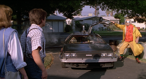 Christopher Lloyd as Emmett "Doc" Brown with the Citizen 3530 in Back to the Future Part II (1989)