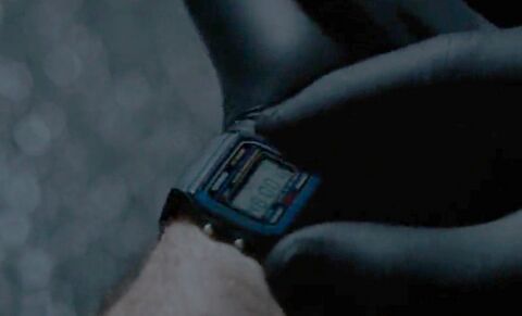 Chris Pine as James Harper with the Casio F-91W in The Contractor (2022)