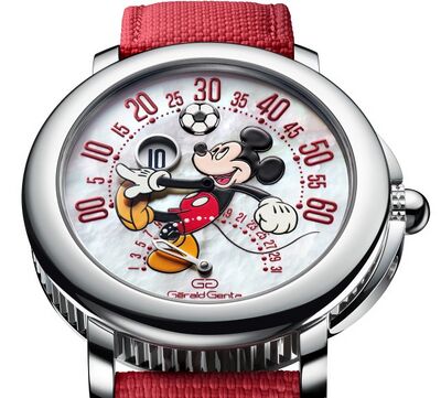 Product view of Gérald Genta Arena Bi-Retrograde Playing Football Mickey Mouse Disney